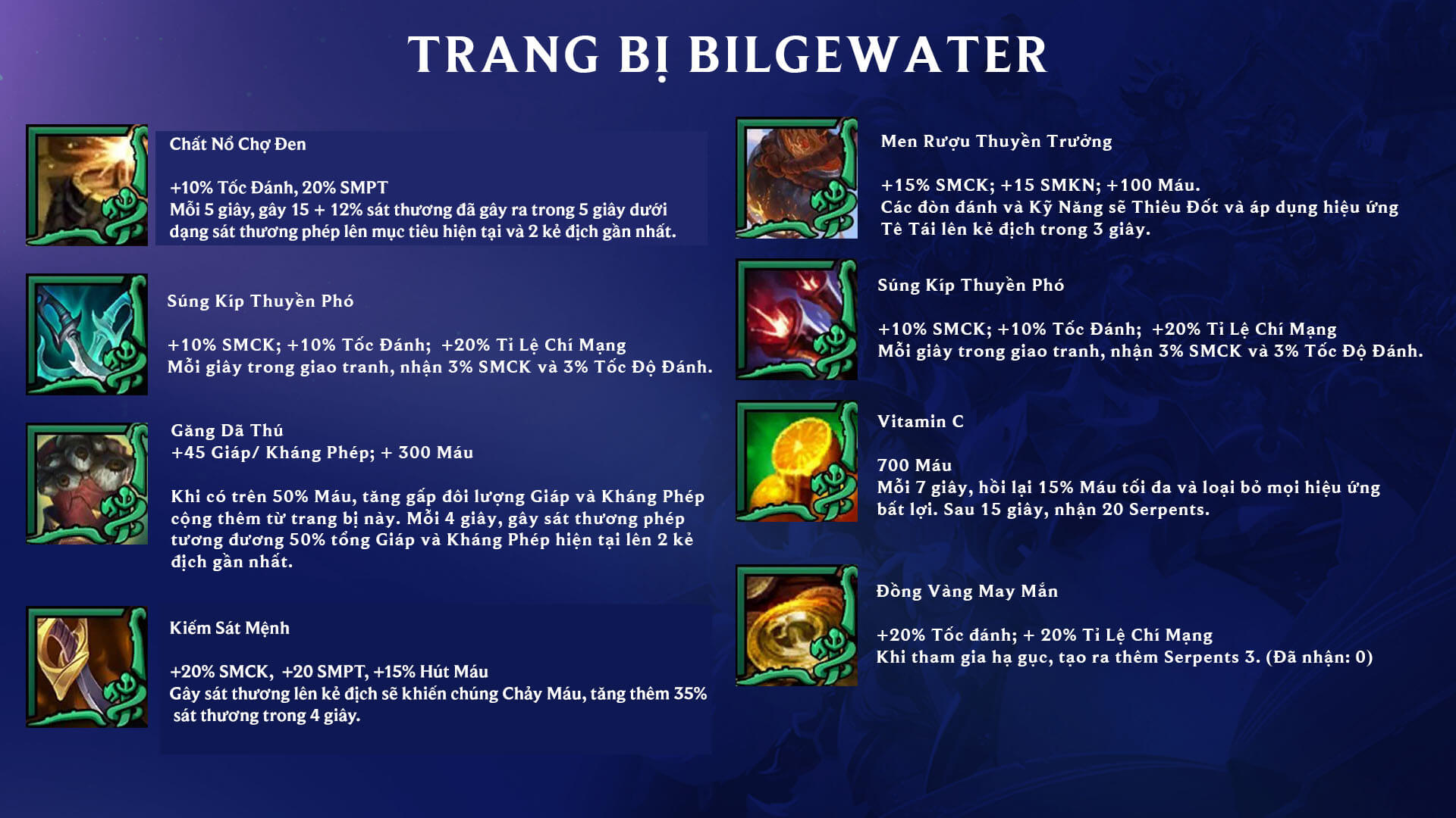 Trang Bị Bilgewater DTCL Mùa 16
