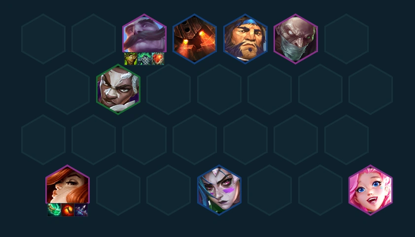 Hình ảnh mô tả form def ở lv8 hướng đến lối chơi fast 9 Lucian & Senna DTCL mùa 16